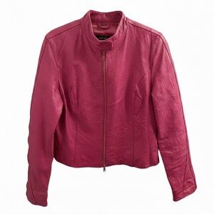 Oxyho | Fuchsia Pink Vintage Moto Genuine Leather Jacket Fits Like Medium